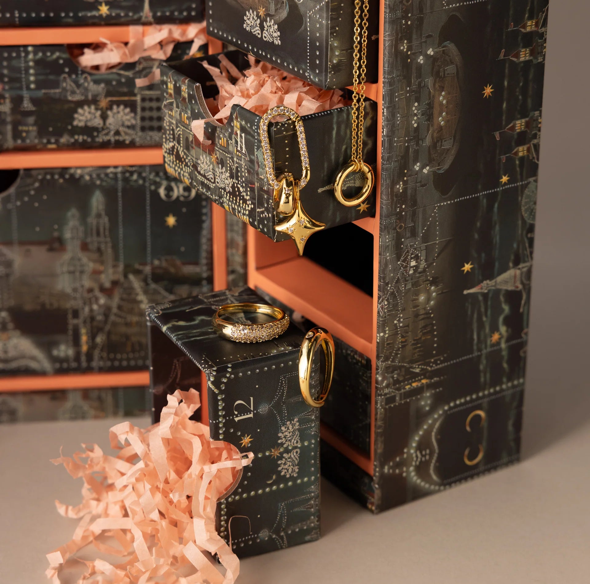 Starry Night Advent Calendar in 18K Gold